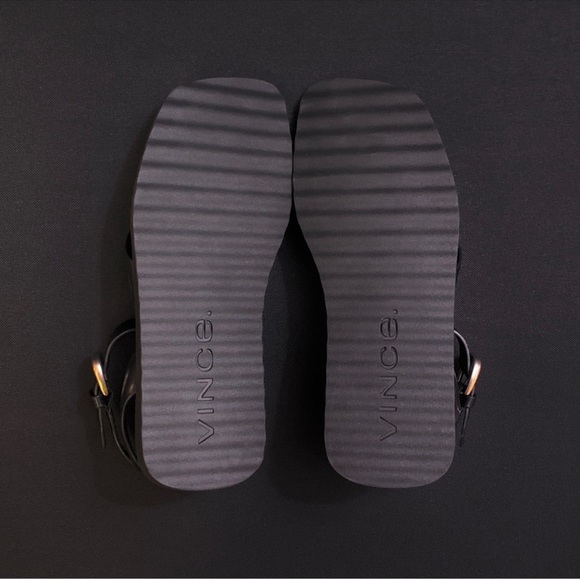 VINCE Samuela Genuine Leather Lug Sol Sandal w/ Ankle Strap 9 Black Brown - Picture 6 of 8